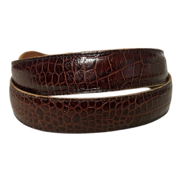 Polo Ralph Lauren Men’s Croc Embossed Leather  Brown Belt 36 - Picture 4 of 9